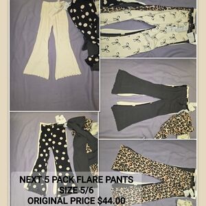 Next Kids Flare Pants Pack - Cream, Black, Gray, Brown